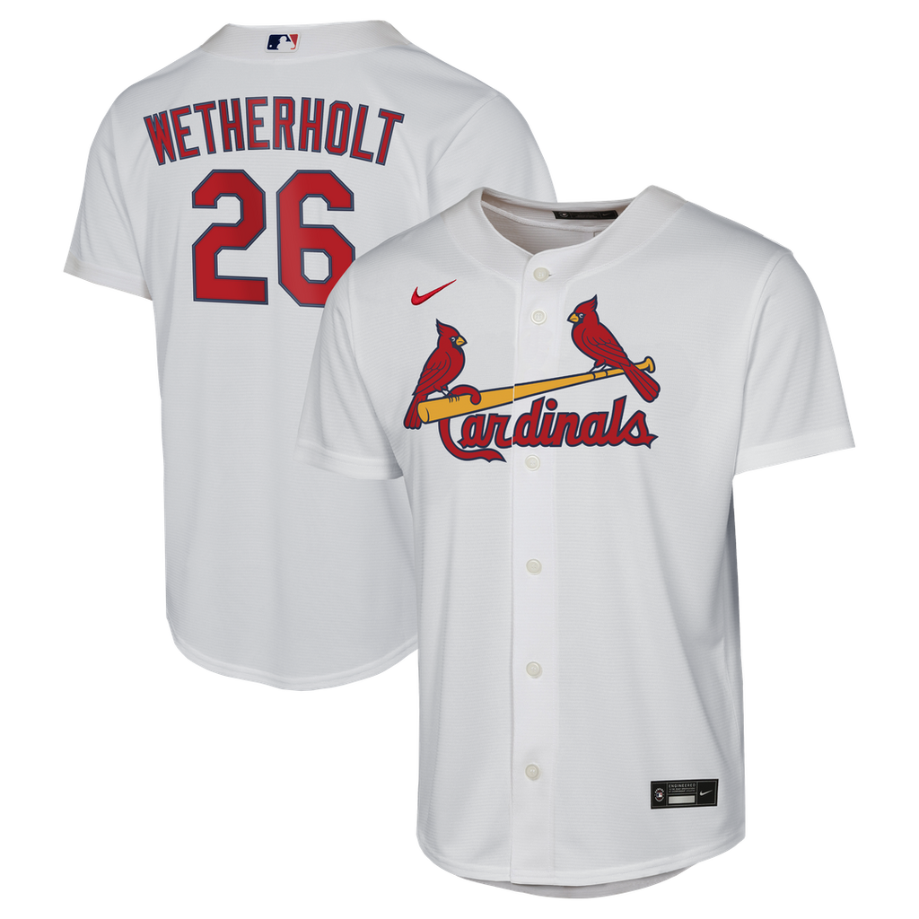 JJ Wetherholt St. Louis Cardinals Nike Youth Home Replica Jersey - White Official MLB Team Apparel Baseball Fan Gear