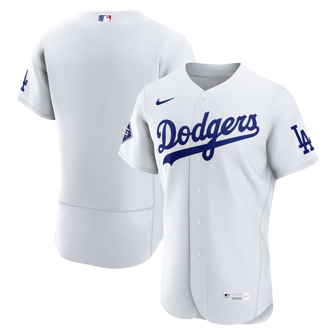 Los Angeles Dodgers Nike Home Sponsor Patch Authentic Jersey - White Official MLB Team Apparel Baseball Fan Gear