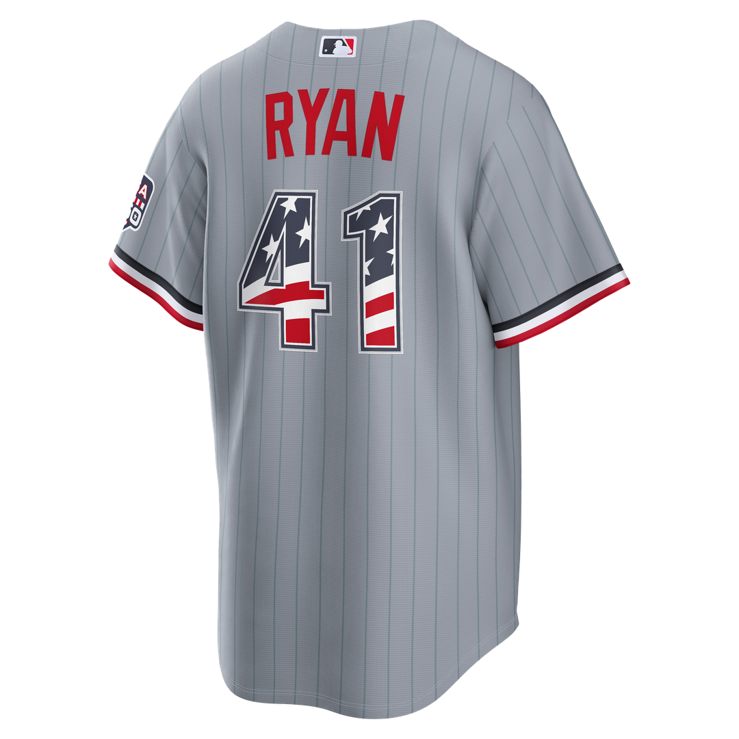 Joe Ryan Minnesota Twins Nike USA 250 Fourth of July Road Stadium Jersey - Gray Official MLB Team Apparel Baseball Fan Gear