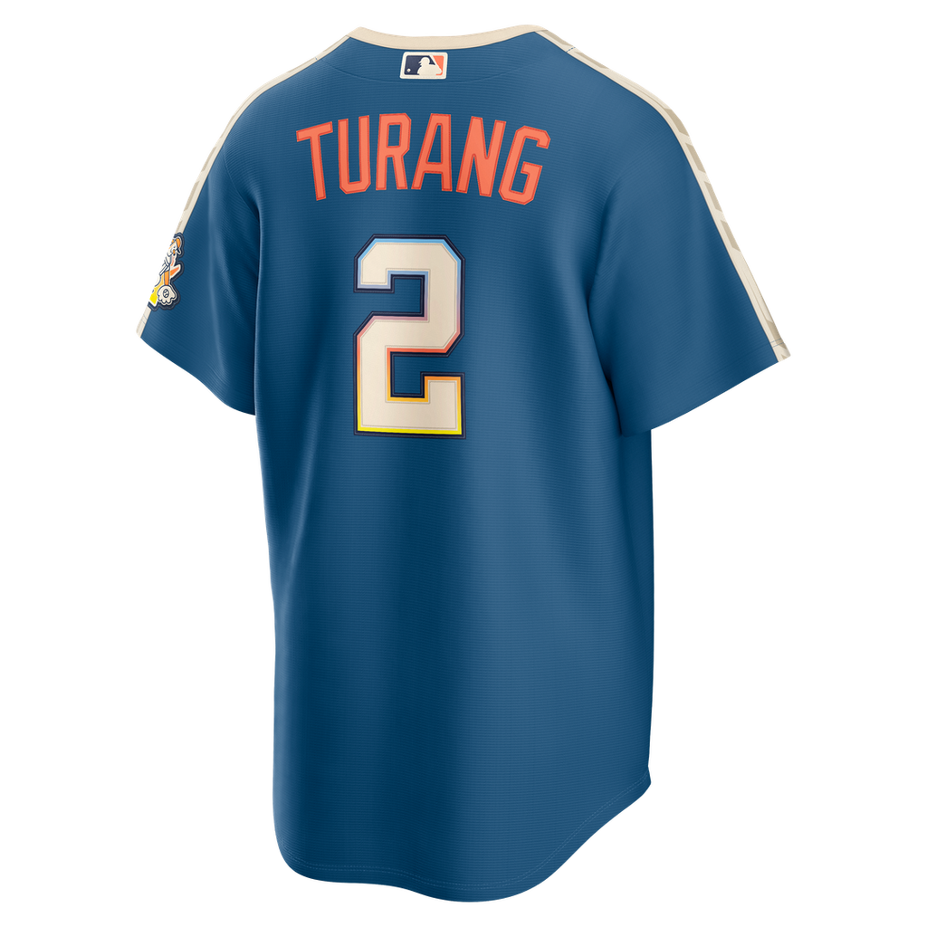 Brice Turang Milwaukee Brewers Nike 2026 City Connect Stadium Jersey - Mineral Blue Official MLB Team Apparel Baseball Fan Gear