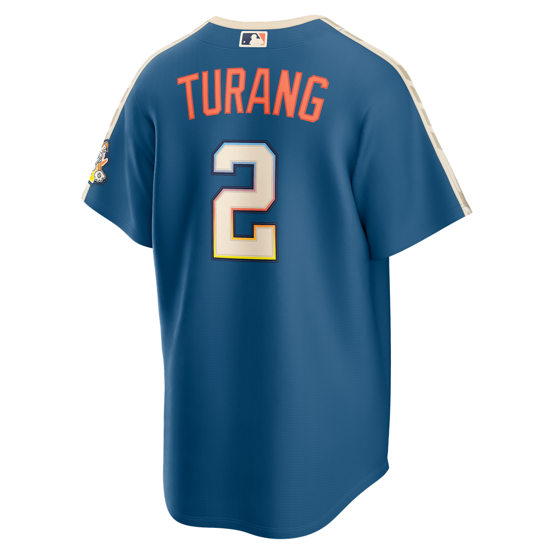 Brice Turang Milwaukee Brewers Nike 2026 City Connect Stadium Jersey - Mineral Blue Official MLB Team Apparel Baseball Fan Gear