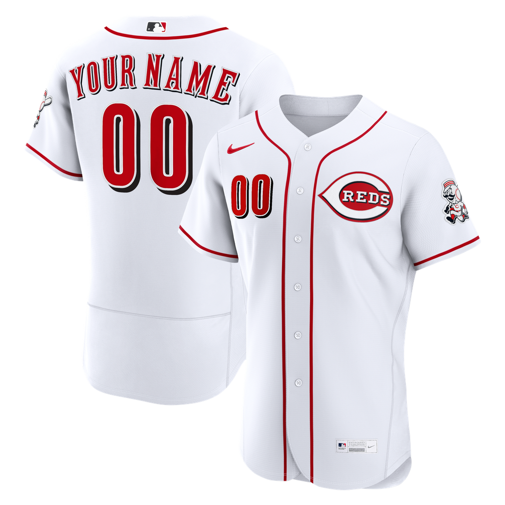 Cincinnati Reds Nike Home Authentic Custom Jersey - White Official MLB Team Apparel Baseball Fan Gear