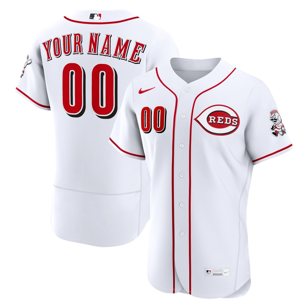Cincinnati Reds Nike Home Authentic Custom Jersey - White Official MLB Team Apparel Baseball Fan Gear