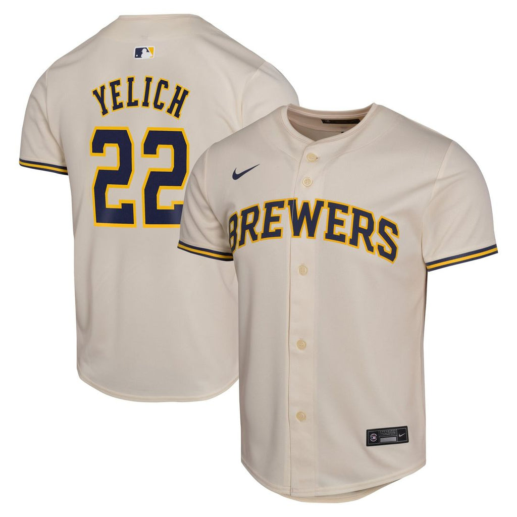 Christian Yelich Milwaukee Brewers Nike Youth Home Game Player Jersey - Cream Official MLB Team Apparel Baseball Fan Gear