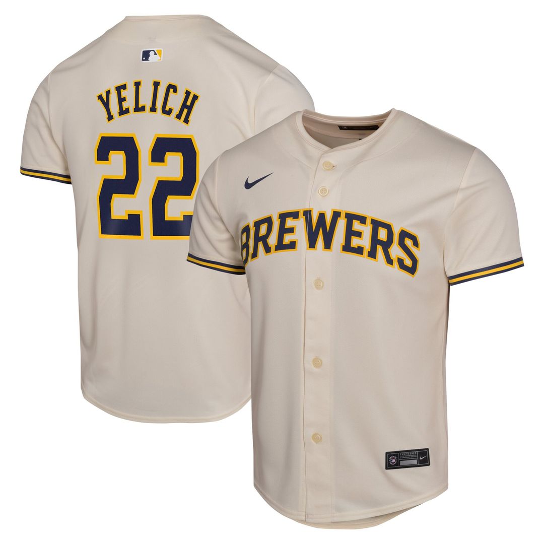 Christian Yelich Milwaukee Brewers Nike Youth Home Game Player Jersey - Cream Official MLB Team Apparel Baseball Fan Gear