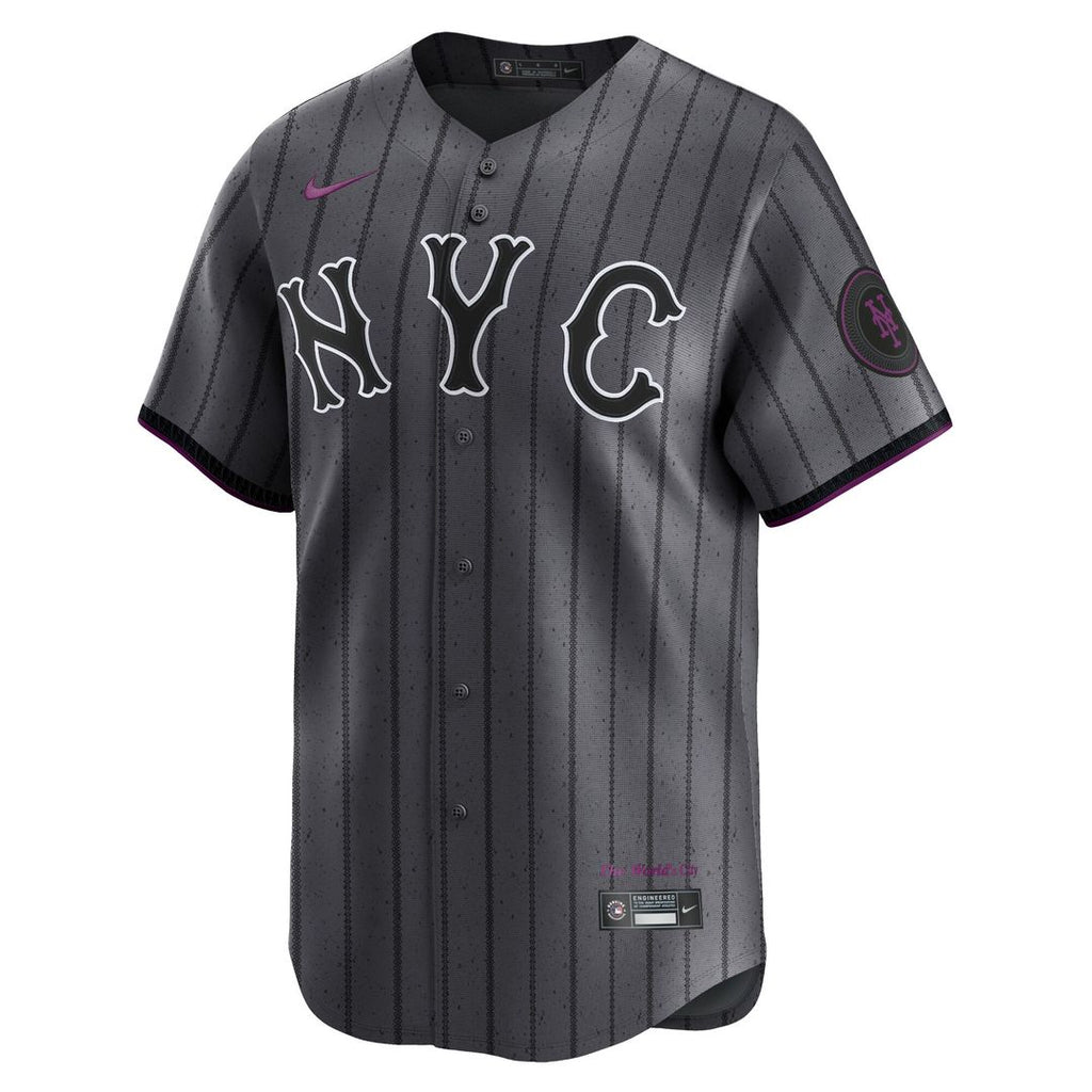 New York Mets Nike 2024 City Connect Limited Jersey - Graphite Official MLB Team Apparel Baseball Fan Gear