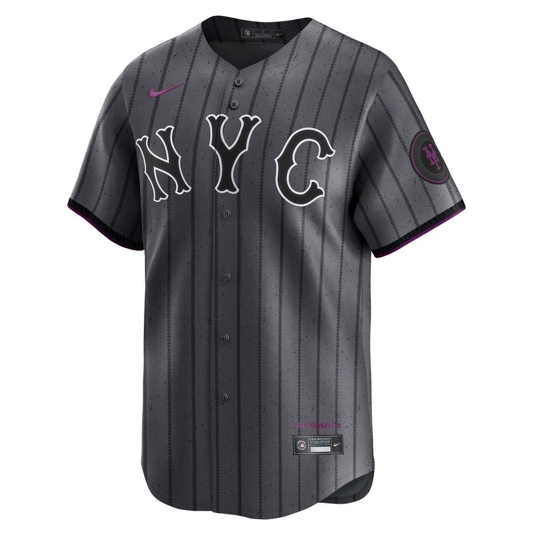 New York Mets Nike 2024 City Connect Limited Jersey - Graphite Official MLB Team Apparel Baseball Fan Gear