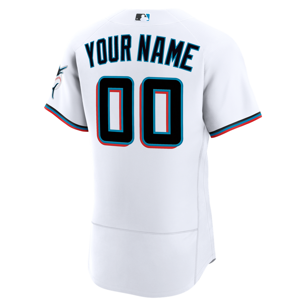 Miami Marlins Nike Home Authentic Custom Jersey - White Official MLB Team Apparel Baseball Fan Gear