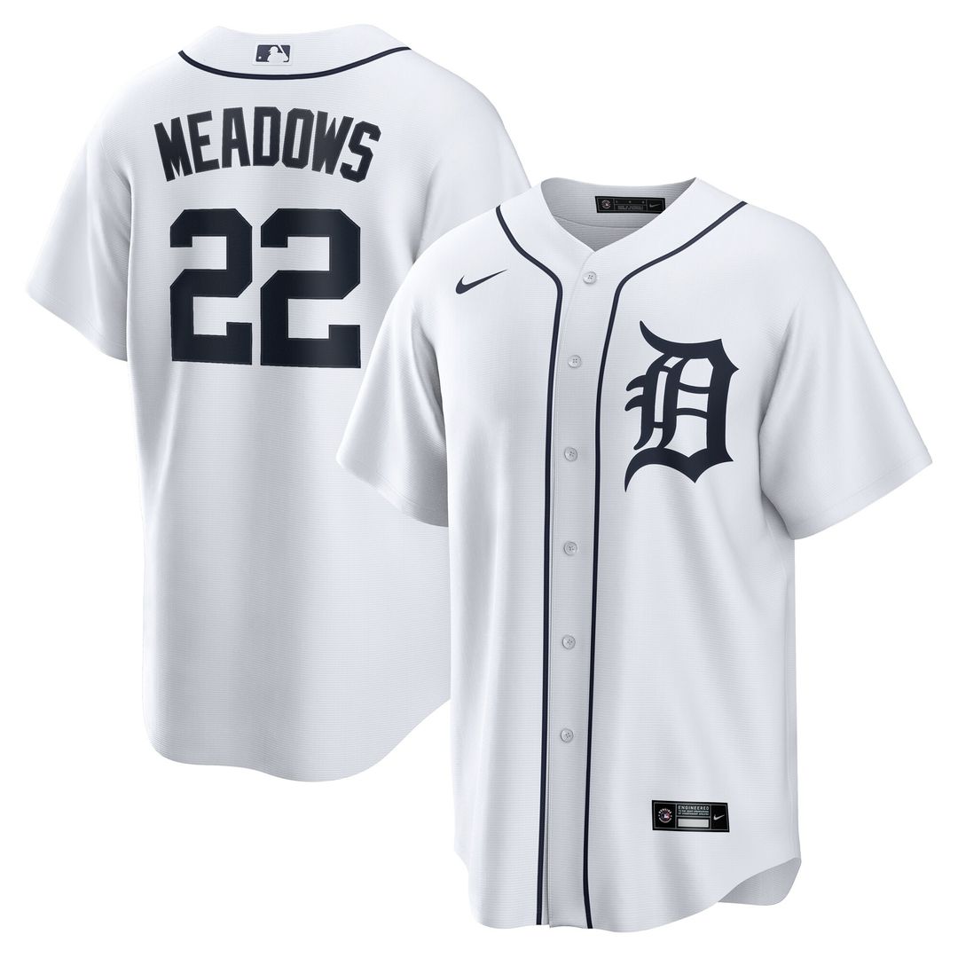 Parker Meadows Detroit Tigers Nike Home Replica Jersey - White Official MLB Team Apparel Baseball Fan Gear