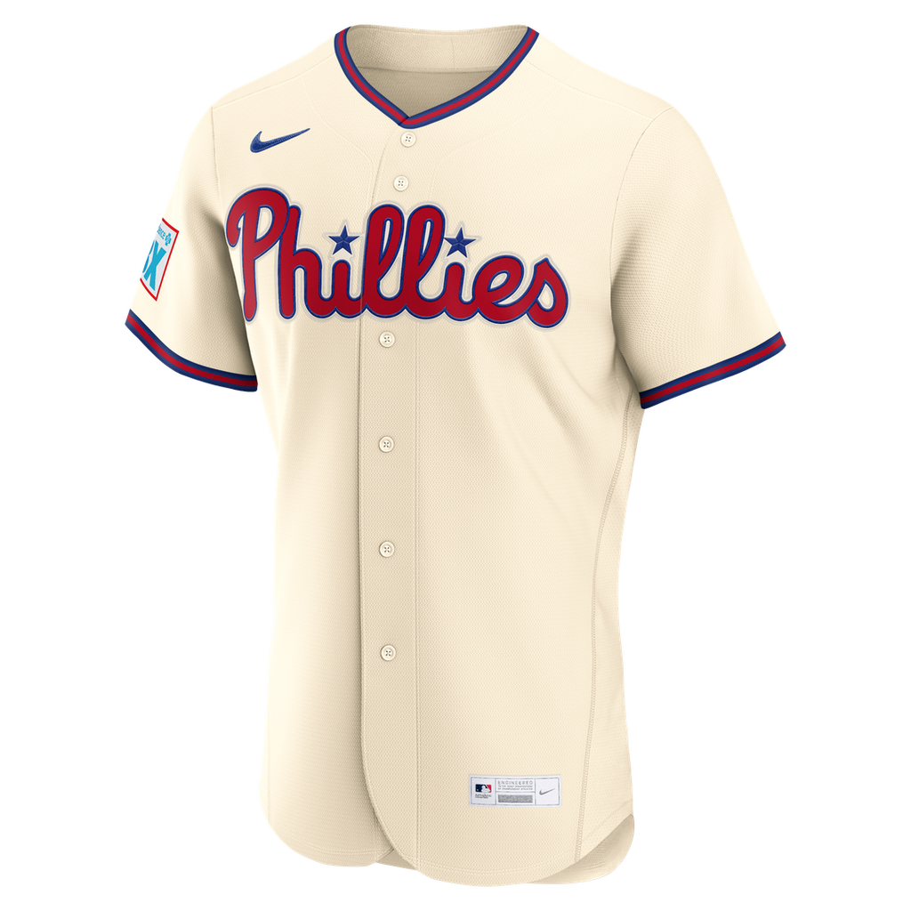 Bryce Harper Philadelphia Phillies Nike Alternate Authentic Sponsor Patch Jersey - Cream Official MLB Team Apparel Baseball Fan Gear