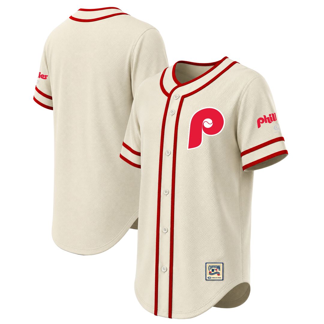 Philadelphia Phillies Stitches Throwback Fashion Jersey - Natural Official MLB Team Apparel Baseball Fan Gear
