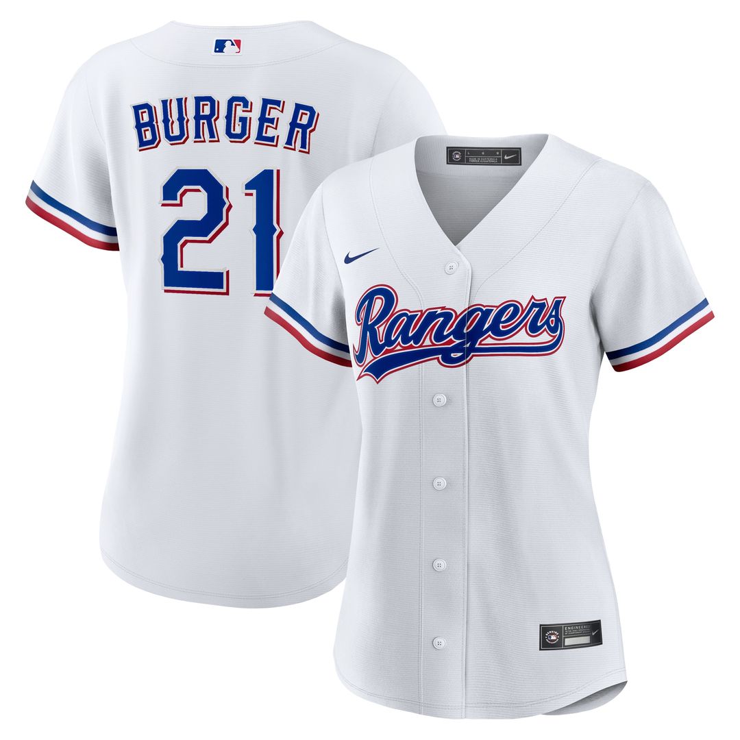 Jake Burger Texas Rangers Nike Women's Home Replica Jersey - White Official MLB Team Apparel Baseball Fan Gear