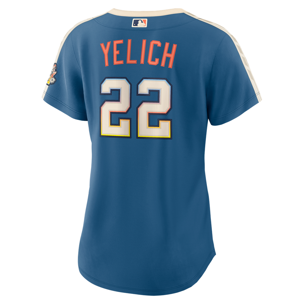 Christian Yelich Milwaukee Brewers Nike Women's 2026 City Connect Stadium Jersey - Mineral Blue Official MLB Team Apparel Baseball Fan Gear
