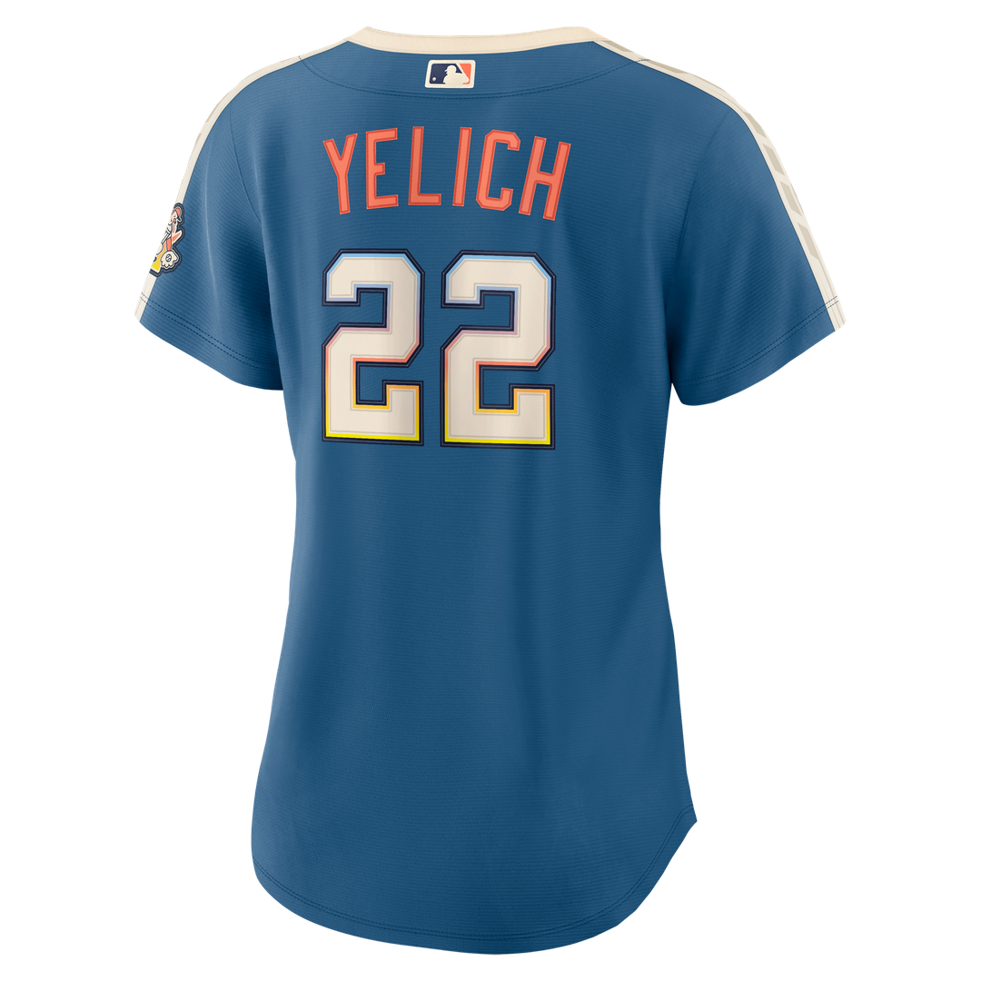 Christian Yelich Milwaukee Brewers Nike Women's 2026 City Connect Stadium Jersey - Mineral Blue Official MLB Team Apparel Baseball Fan Gear