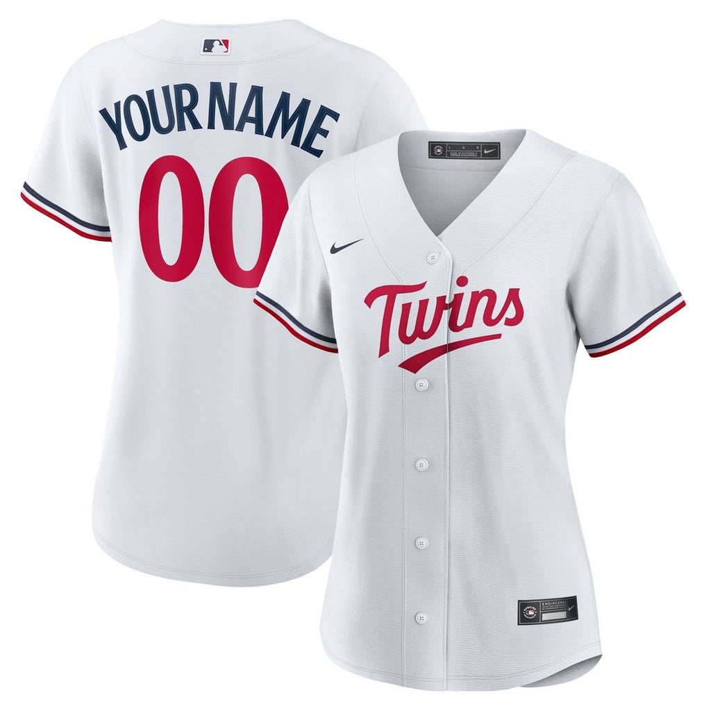 Minnesota Twins Nike Women's Home Replica Custom Jersey - White Official MLB Team Apparel Baseball Fan Gear