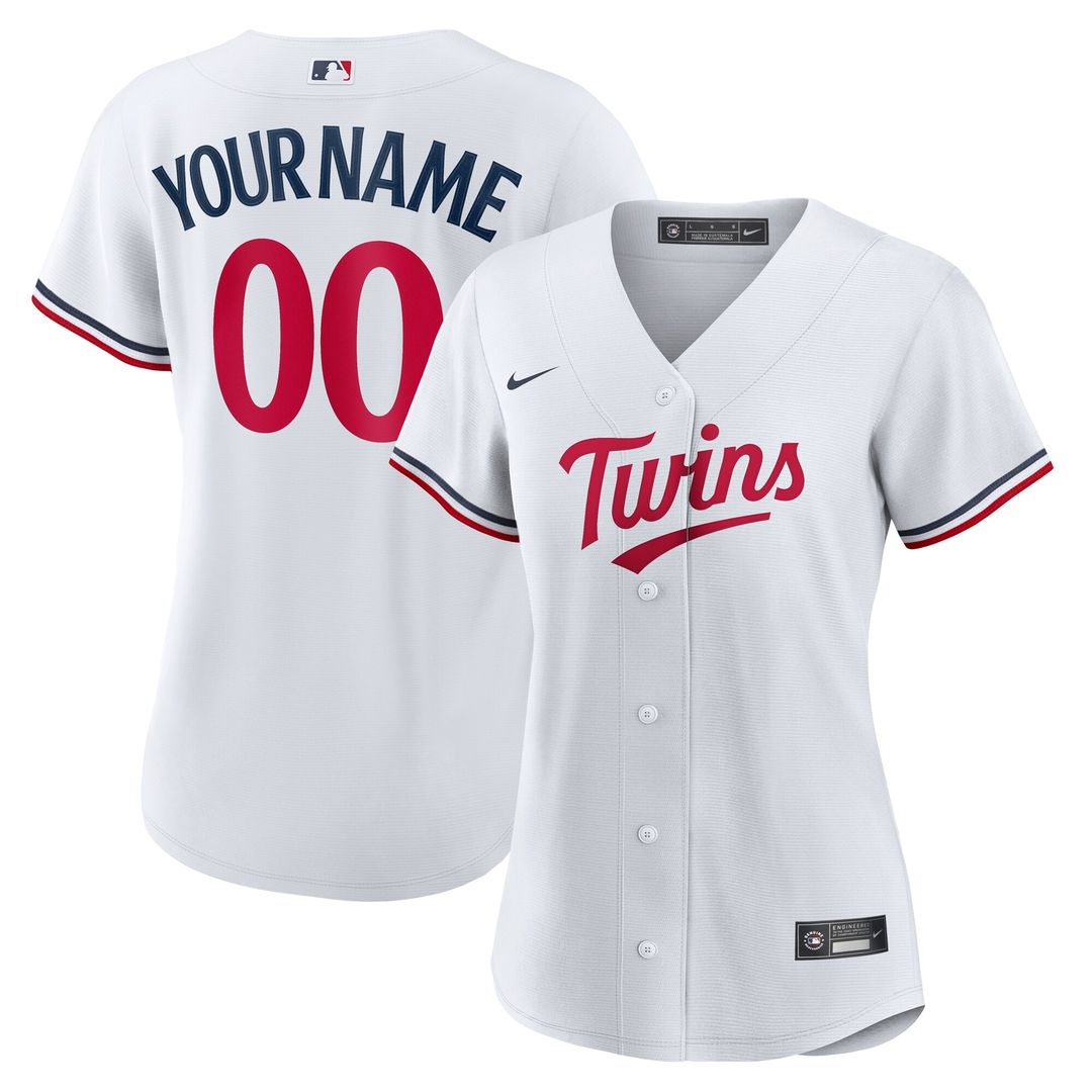Minnesota Twins Nike Women's Home Replica Custom Jersey - White Official MLB Team Apparel Baseball Fan Gear