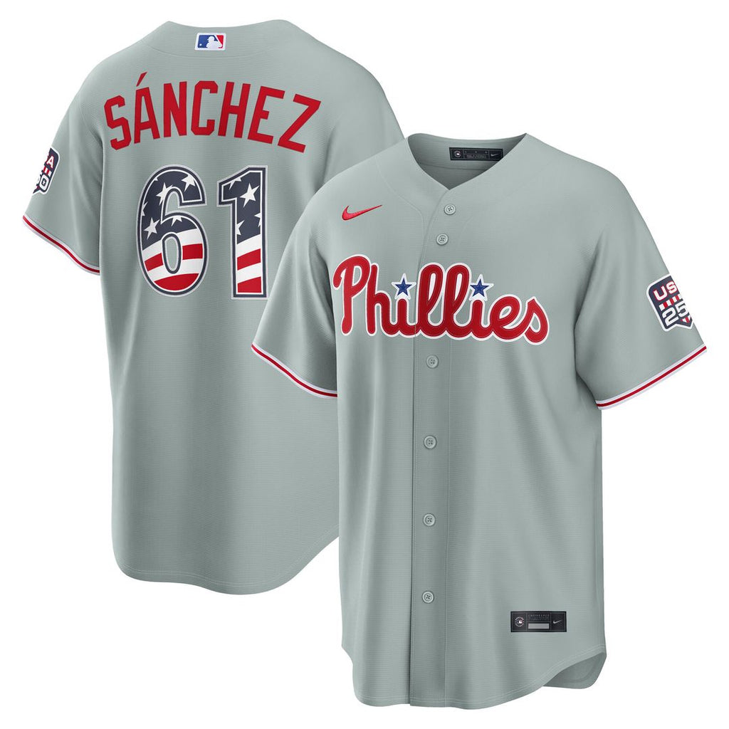 Cristopher Sanchez Philadelphia Phillies Nike USA 250 Fourth of July Road Stadium Jersey - Gray Official MLB Team Apparel Baseball Fan Gear