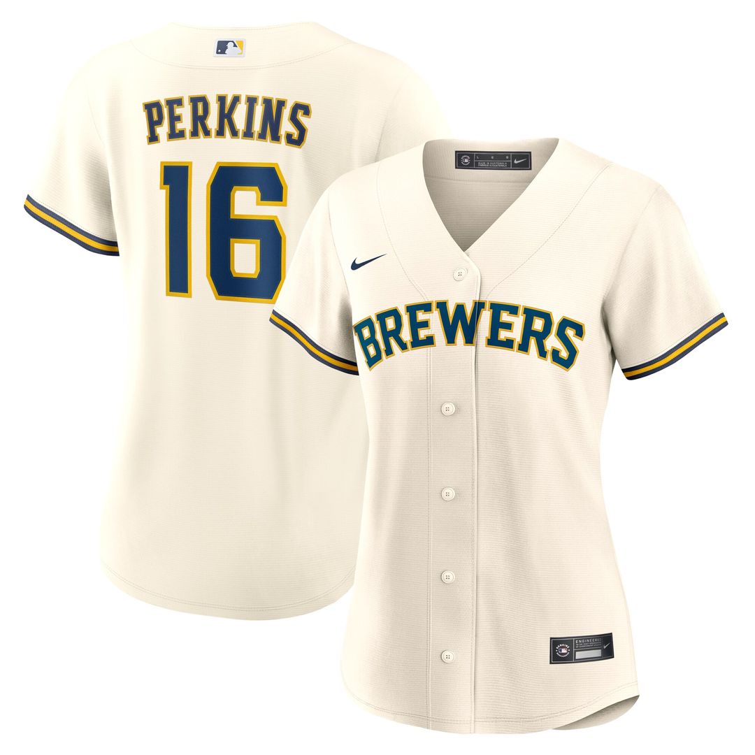 Blake Perkins Milwaukee Brewers Nike Women's Home Replica Jersey - Cream Official MLB Team Apparel Baseball Fan Gear