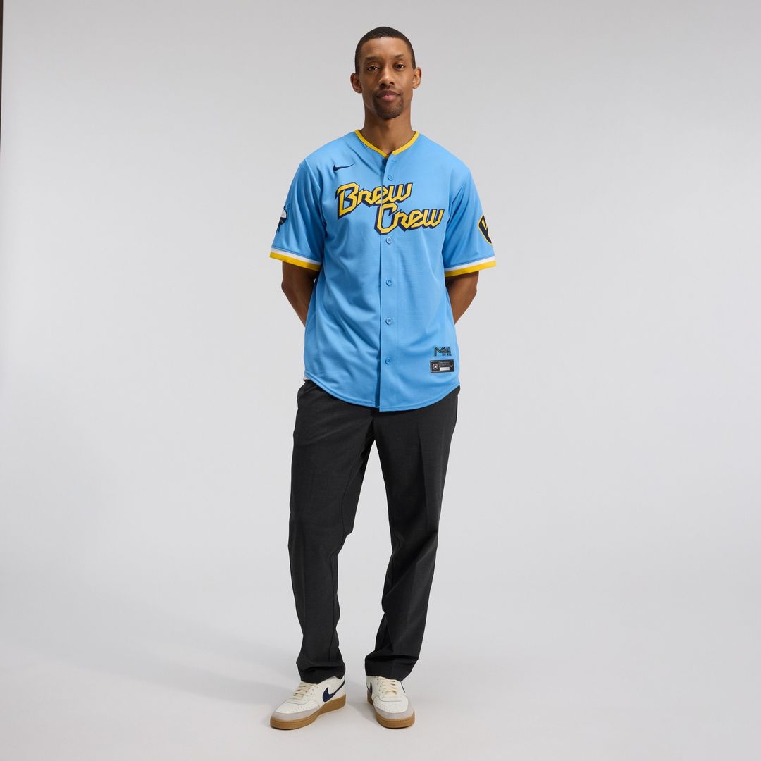 Milwaukee Brewers Nike City Connect Replica Team Jersey - Powder Blue Official MLB Team Apparel Baseball Fan Gear