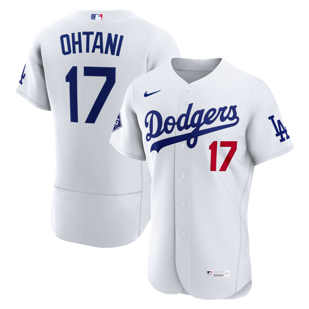 Shohei Ohtani Los Angeles Dodgers Nike Home Authentic Sponsor Patch Jersey - White Official MLB Team Apparel Baseball Fan Gear
