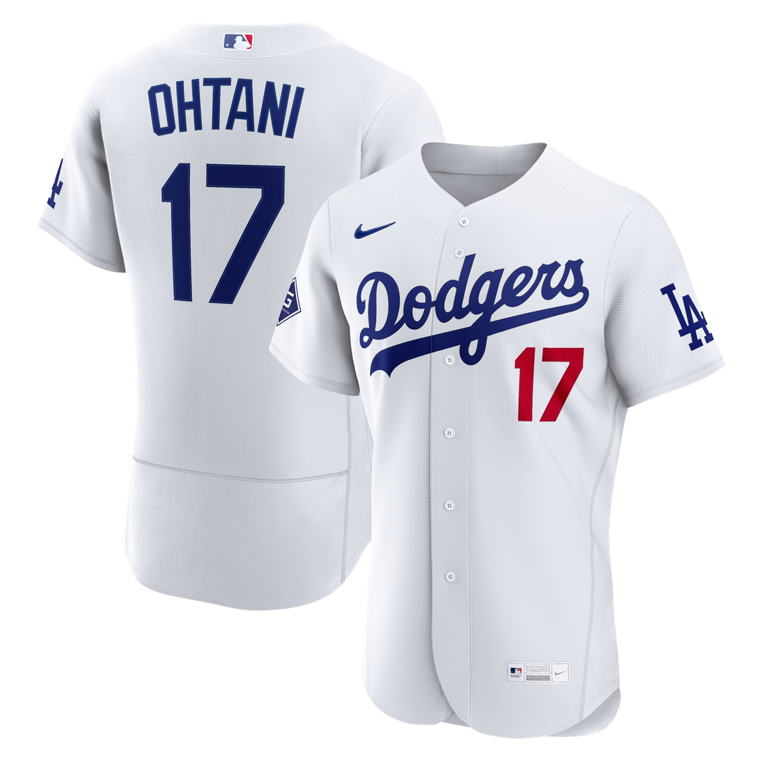 Shohei Ohtani Los Angeles Dodgers Nike Home Authentic Sponsor Patch Jersey - White Official MLB Team Apparel Baseball Fan Gear