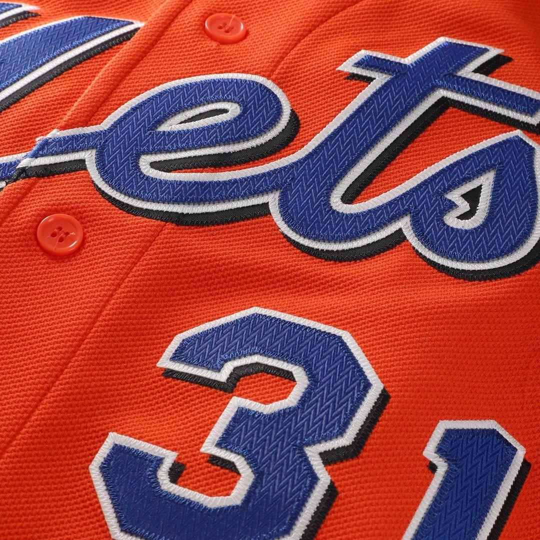 Mike Piazza New York Mets Mitchell & Ness Cooperstown Collection Mesh Batting Practice Button-Up Jersey - Orange Official MLB Team Apparel Baseball Fa
