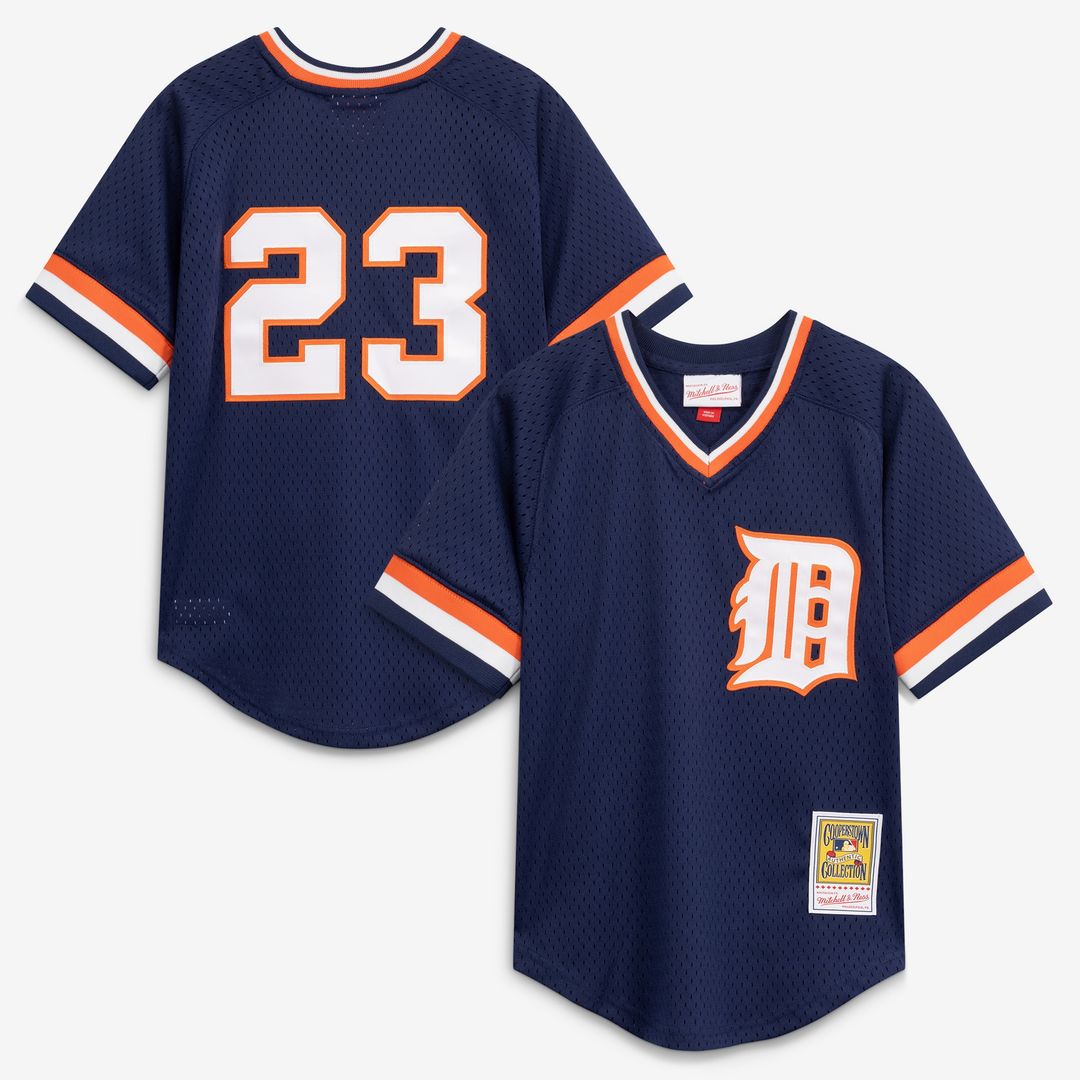 Kirk Gibson Detroit Tigers Mitchell & Ness Youth Cooperstown Collection Mesh Batting Practice Jersey - Navy Official MLB Team Apparel Baseball Fan Gea