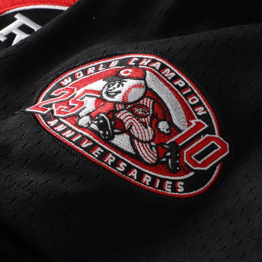 Ken Griffey Jr. Cincinnati Reds Mitchell & Ness Cooperstown Collection Mesh Batting Practice Button-Up Jersey - Black Official MLB Team Apparel Baseba