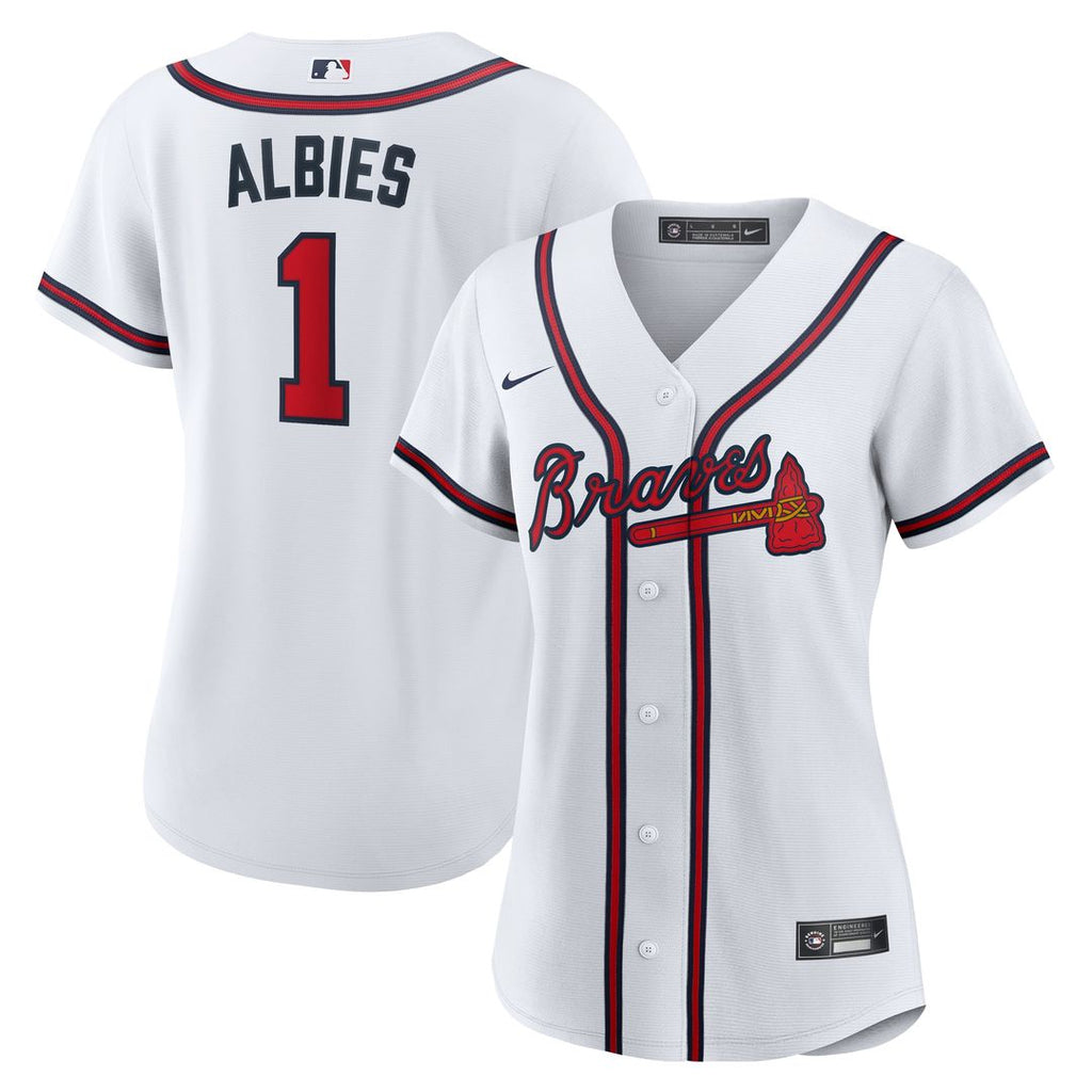 Ozzie Albies Atlanta Braves Nike Women's Home Replica Jersey - White Official MLB Team Apparel Baseball Fan Gear