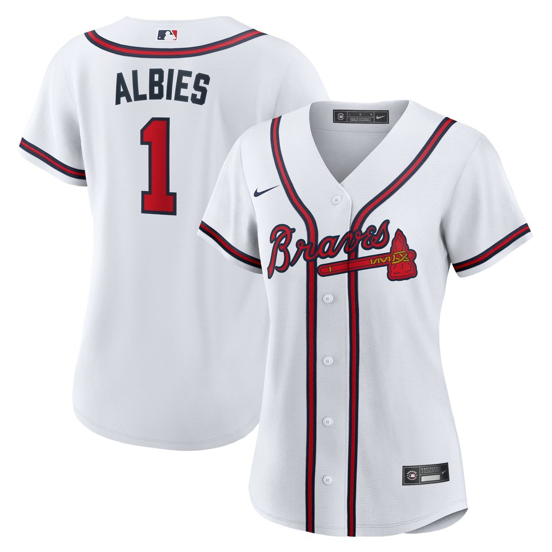 Ozzie Albies Atlanta Braves Nike Women's Home Replica Jersey - White Official MLB Team Apparel Baseball Fan Gear
