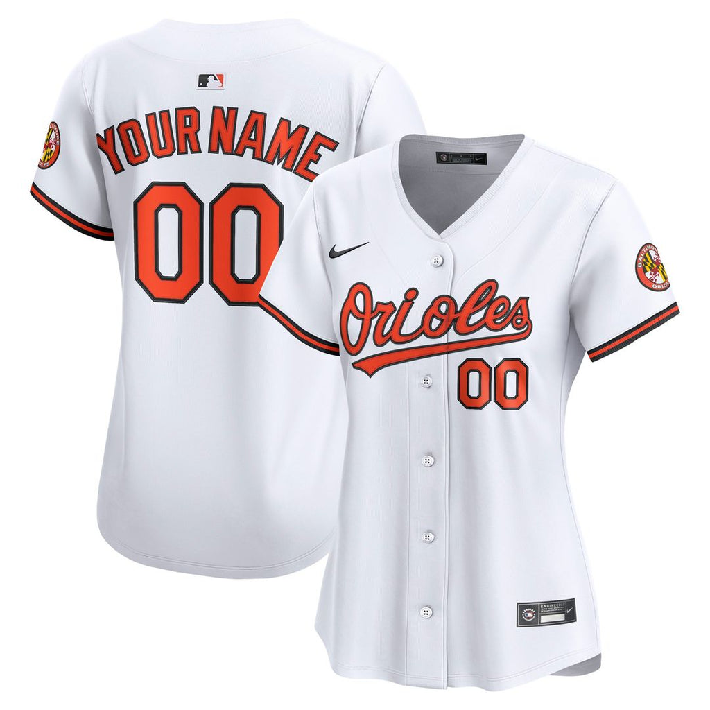 Baltimore Orioles Nike Women's Home Limited Custom Jersey - White Official MLB Team Apparel Baseball Fan Gear
