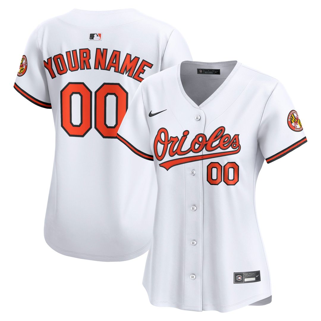 Baltimore Orioles Nike Women's Home Limited Custom Jersey - White Official MLB Team Apparel Baseball Fan Gear
