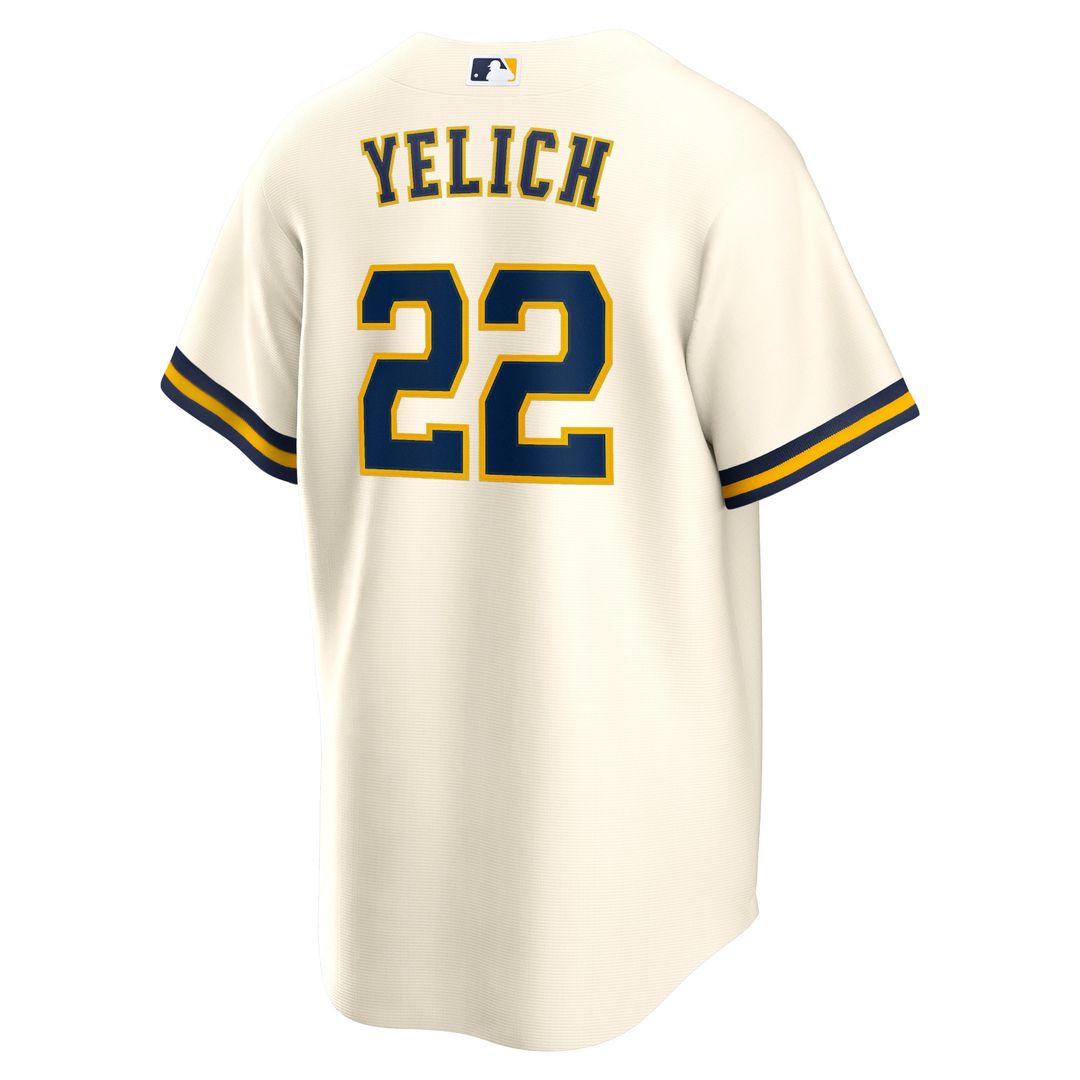 Christian Yelich Milwaukee Brewers Nike Home Replica Player Jersey - Cream Official MLB Team Apparel Baseball Fan Gear