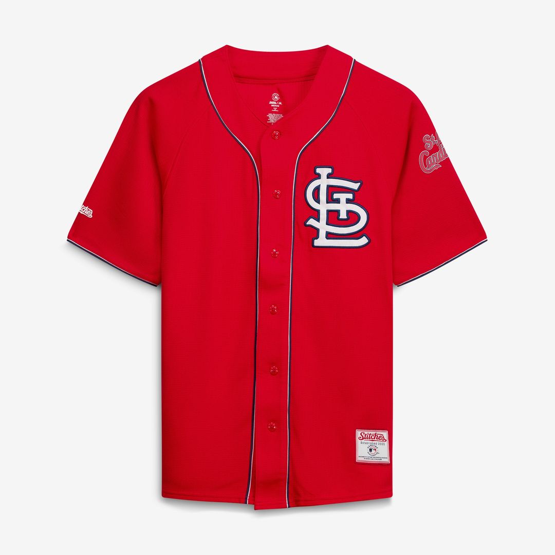 St. Louis Cardinals Stitches Team Color Full-Button Fashion Jersey - Red Official MLB Team Apparel Baseball Fan Gear