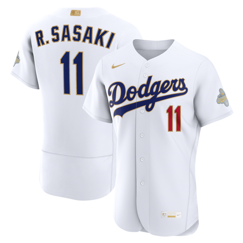 Roki Sasaki Los Angeles Dodgers Nike 2026 Gold Collection Authentic Jersey - White Official MLB Team Apparel Baseball Fan Gear