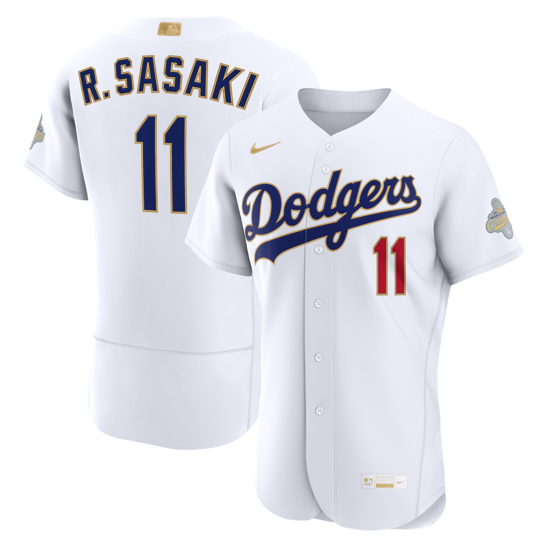 Roki Sasaki Los Angeles Dodgers Nike 2026 Gold Collection Authentic Jersey - White Official MLB Team Apparel Baseball Fan Gear