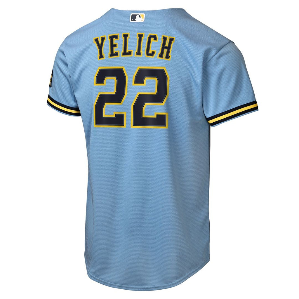 Christian Yelich Milwaukee Brewers Nike Youth Road Stadium Jersey - Powder Blue Official MLB Team Apparel Baseball Fan Gear
