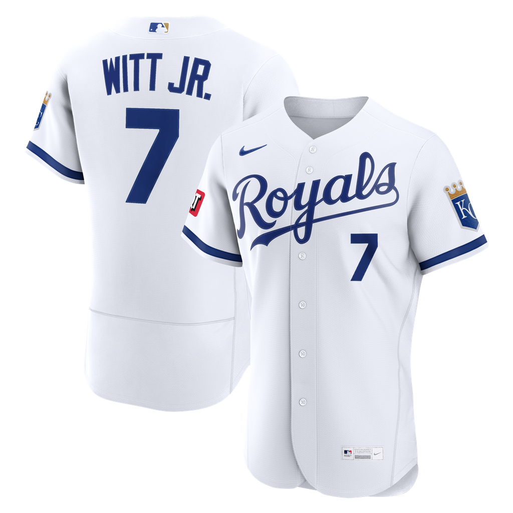 Bobby Witt Jr. Kansas City Royals Nike Home Authentic Sponsor Patch Jersey - White Official MLB Team Apparel Baseball Fan Gear