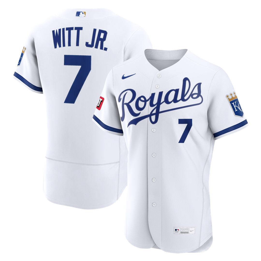 Bobby Witt Jr. Kansas City Royals Nike Home Authentic Sponsor Patch Jersey - White Official MLB Team Apparel Baseball Fan Gear