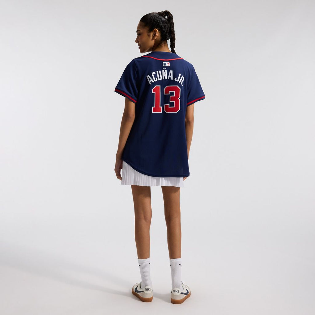 Ronald Acuña Jr. Atlanta Braves Nike Women's Alternate Limited Player Jersey – Navy Official MLB Team Apparel Baseball Fan Gear