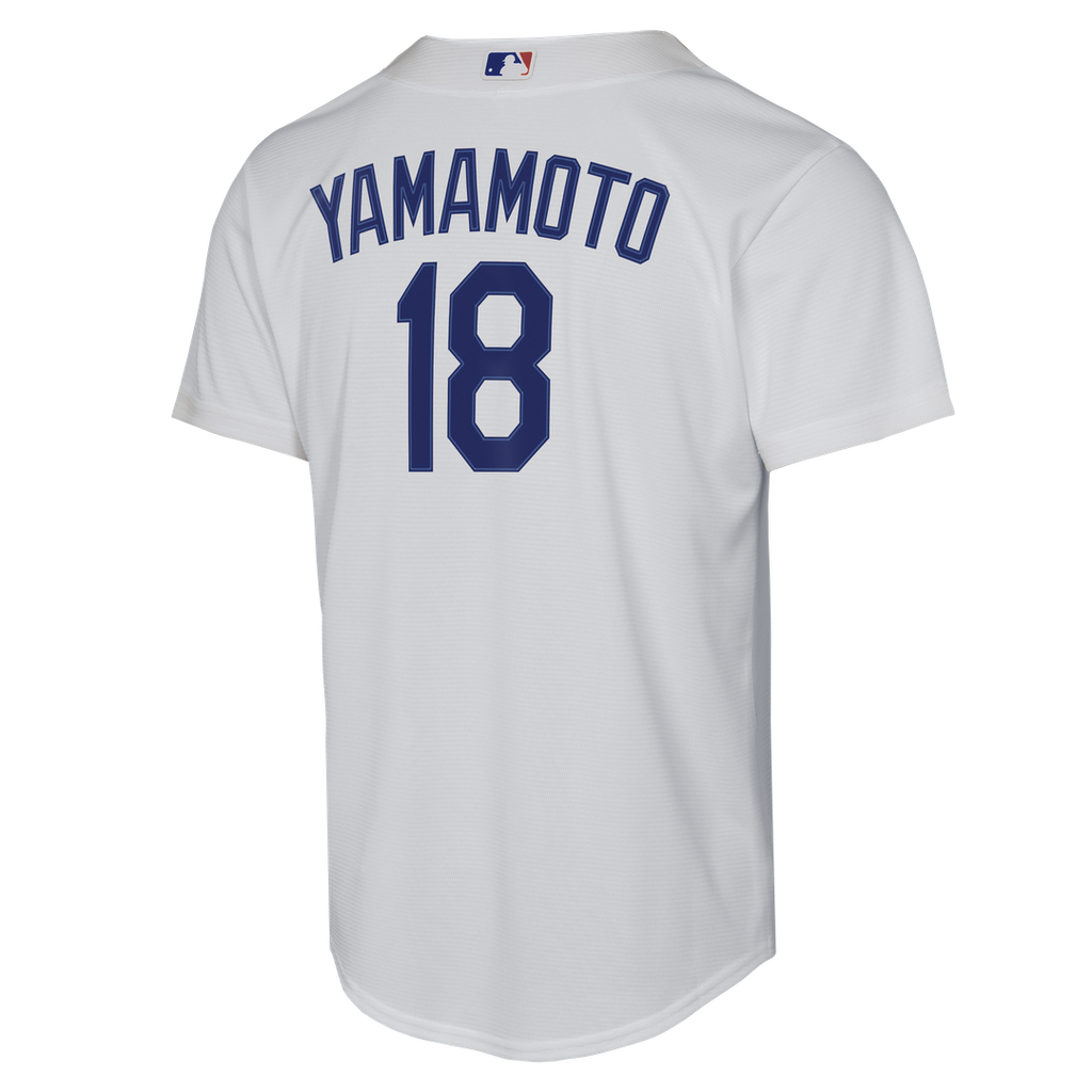 Yoshinobu Yamamoto Los Angeles Dodgers Nike Youth Home Baseline Jersey - White Official MLB Team Apparel Baseball Fan Gear