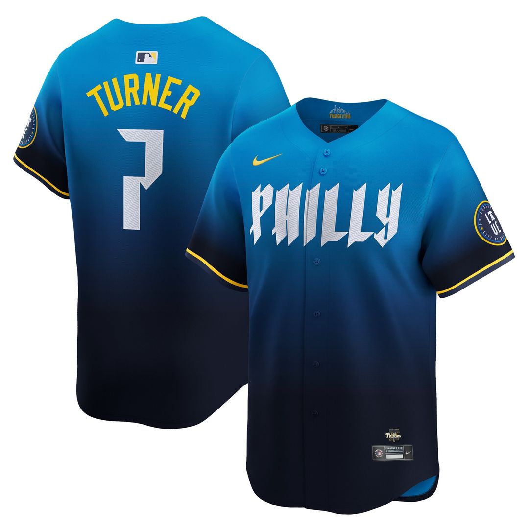 Trea Turner Philadelphia Phillies Nike 2024 City Connect Limited Player Jersey - Blue Official MLB Team Apparel Baseball Fan Gear