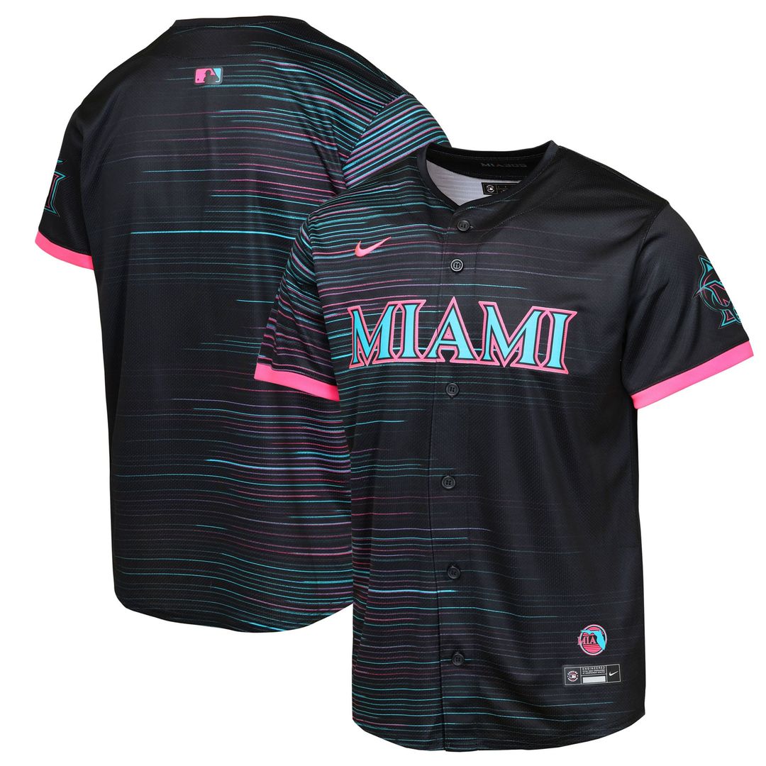 Miami Marlins Youth 2025 City Connect Limited Jersey - Black Official MLB Team Apparel Baseball Fan Gear