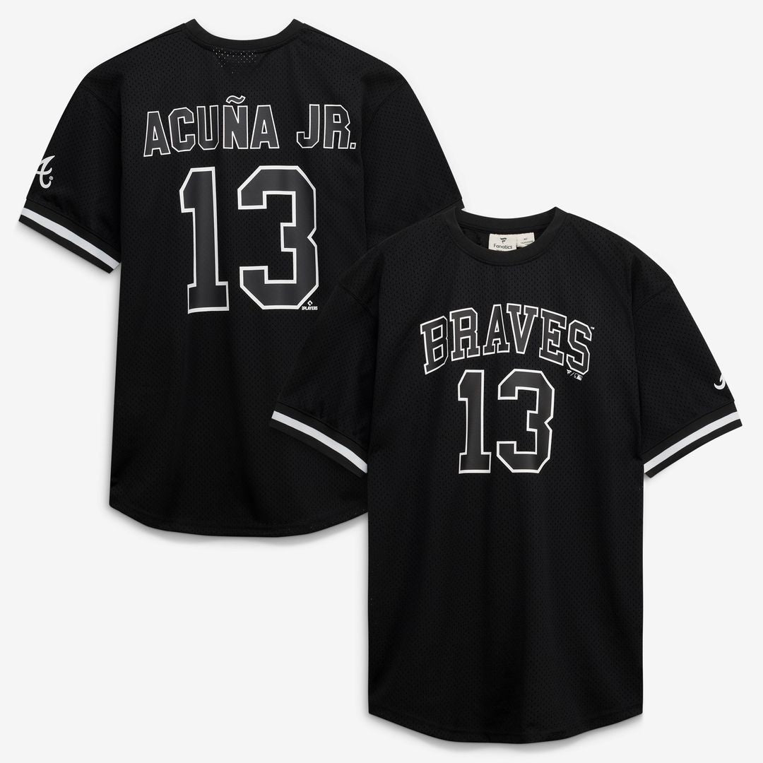 Ronald Acuña Jr. Atlanta Braves Fanatics Big & Tall Heavyweight Mesh Jersey - Black/White Official MLB Team Apparel Baseball Fan Gear