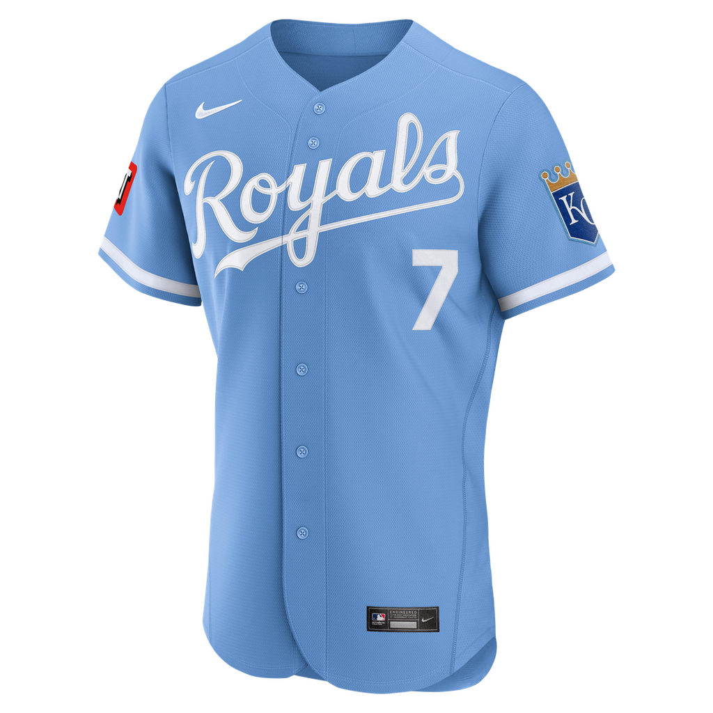 Bobby Witt Jr. Kansas City Royals Nike Alternate Authentic Sponsor Patch Jersey - Light Blue Official MLB Team Apparel Baseball Fan Gear