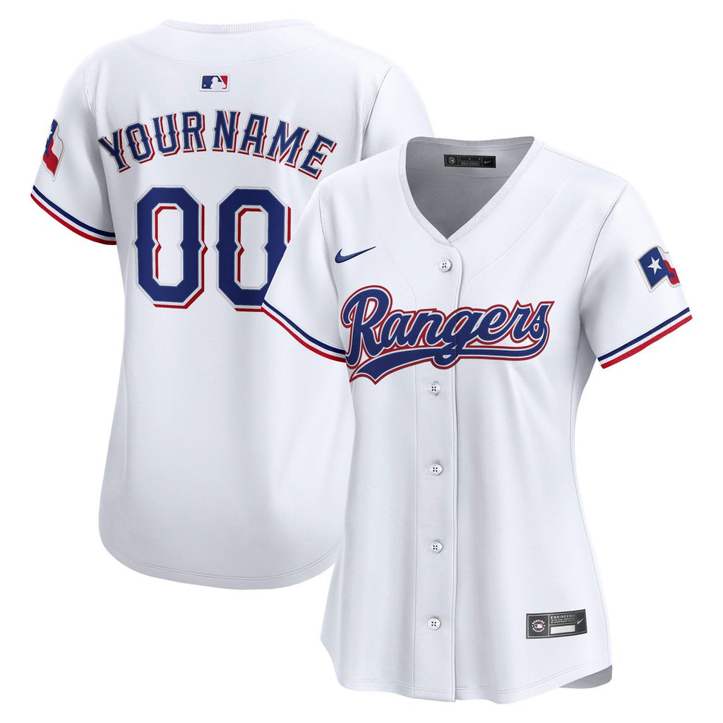 Texas Rangers Nike Women's Home Limited Custom Jersey - White Official MLB Team Apparel Baseball Fan Gear