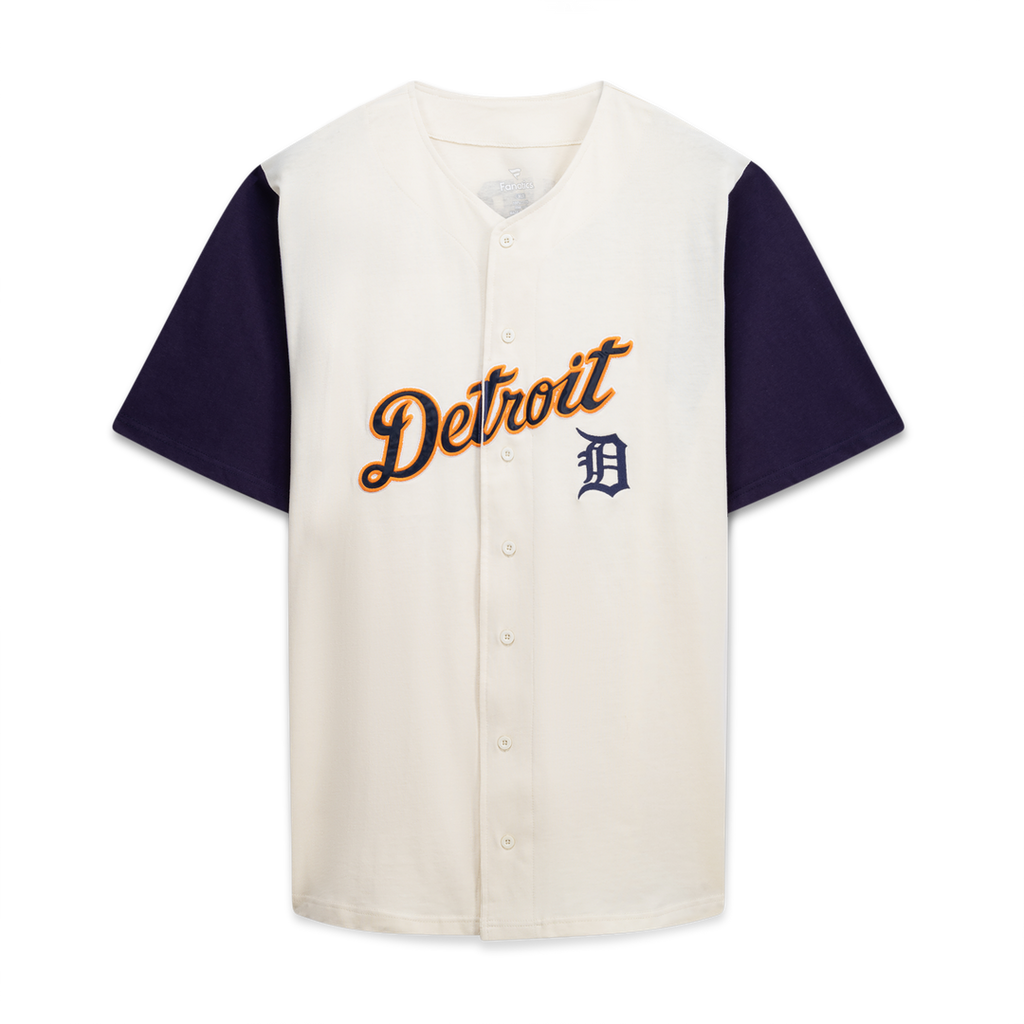 Detroit Tigers Profile Big & Tall Two-Color Fashion Jersey - Cream/Navy Official MLB Team Apparel Baseball Fan Gear