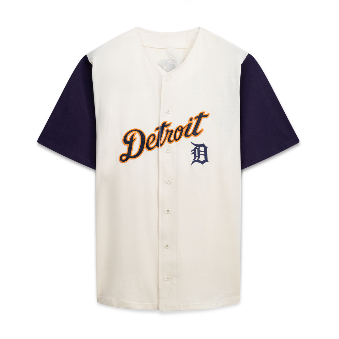 Detroit Tigers Profile Big & Tall Two-Color Fashion Jersey - Cream/Navy Official MLB Team Apparel Baseball Fan Gear