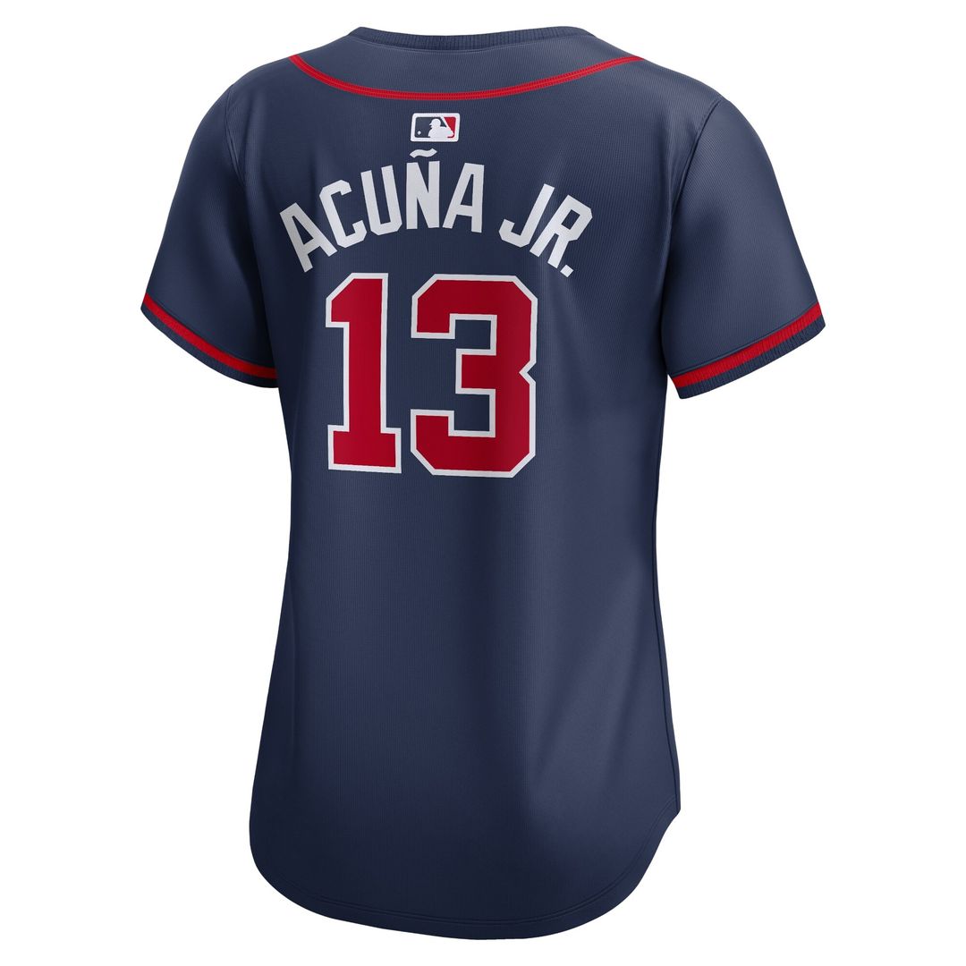 Ronald Acuña Jr. Atlanta Braves Nike Women's Alternate Limited Player Jersey – Navy Official MLB Team Apparel Baseball Fan Gear