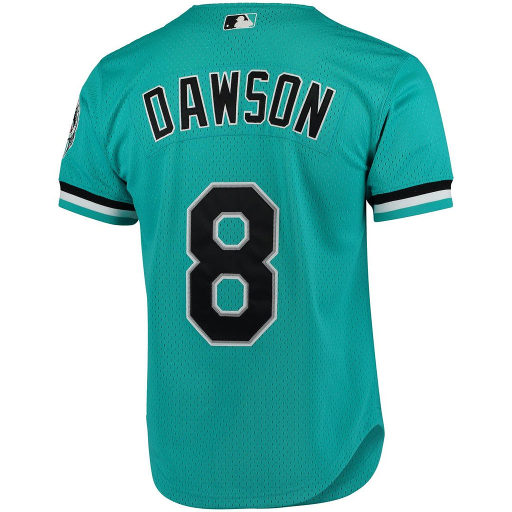 Andre Dawson Florida Marlins Mitchell & Ness Cooperstown Collection Mesh Batting Practice Button-Up Jersey - Teal Official MLB Team Apparel Baseball F
